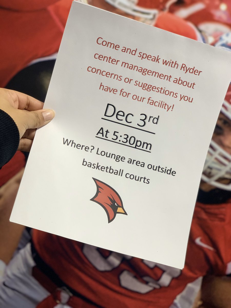 Come see us December 3rd in the lounge area by the Rec Courts at Ryder Center to answer questions and talk about concerns! #WeCardinal #SVSU