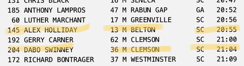 Reminder that I kicked Dabo Swinney’s ass in a 5k when I was 13