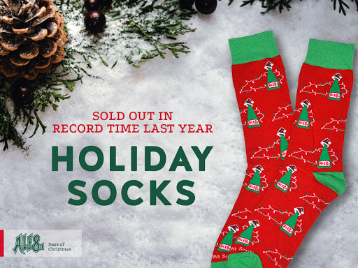 Ale8One's tweet image. Follow and RT for a chance to win a pair of Ale-8-One Holiday Socks!  These sold out in less than 48 hours last year.

Contest ends 11/30 at 10am. One winner will be randomly selected.

Also available for purchase at ale8one.com/store and at our gift shop in Winchester.
