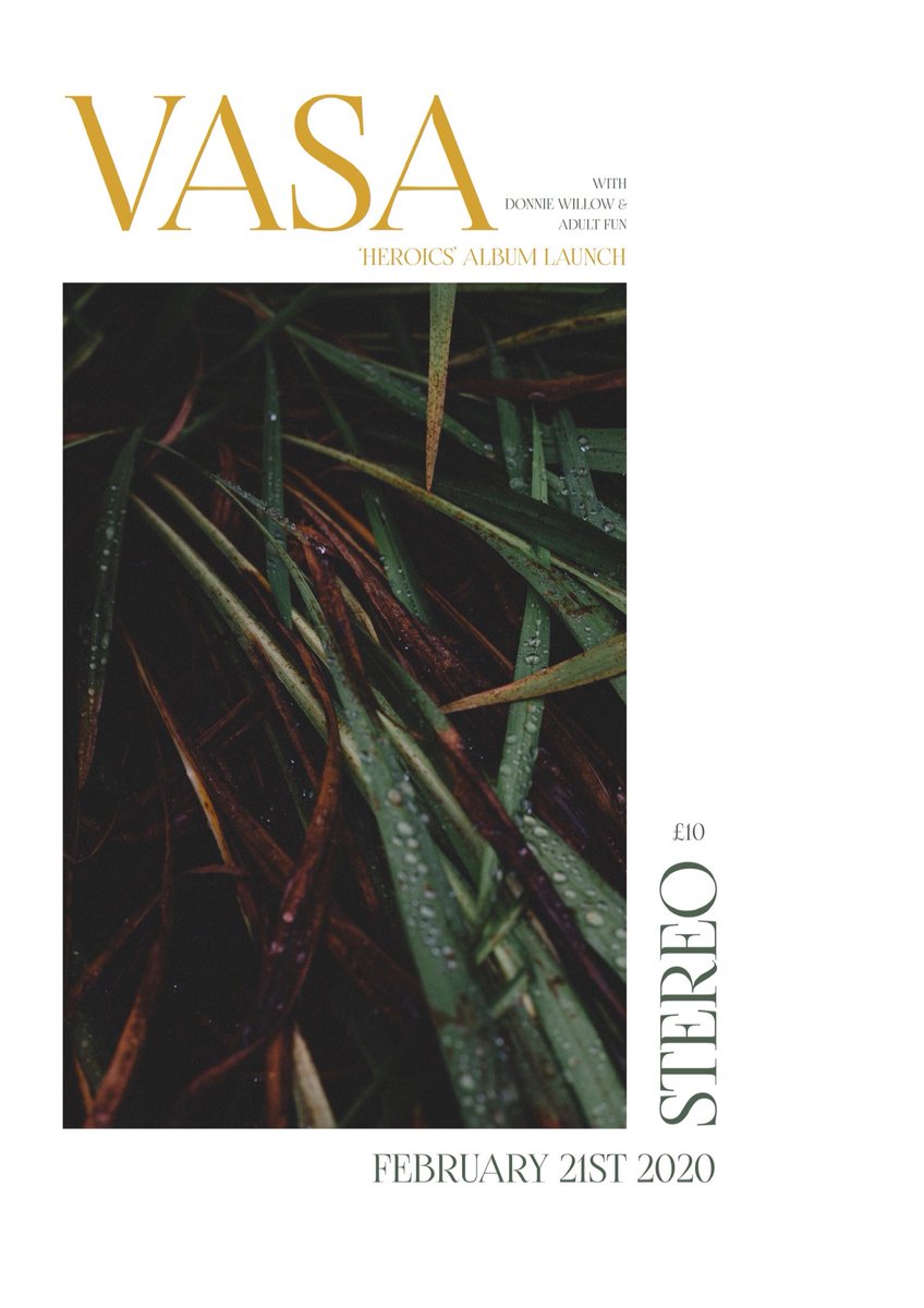 Joining our good friends <a href="/vasaband/">VASA</a> for the launch of their new album ‘Heroics’ at <a href="/stereocafebar/">Stereo</a> in Glasgow on February 21st.

Tickets ~ seetickets.com/tour/vasa-hero…