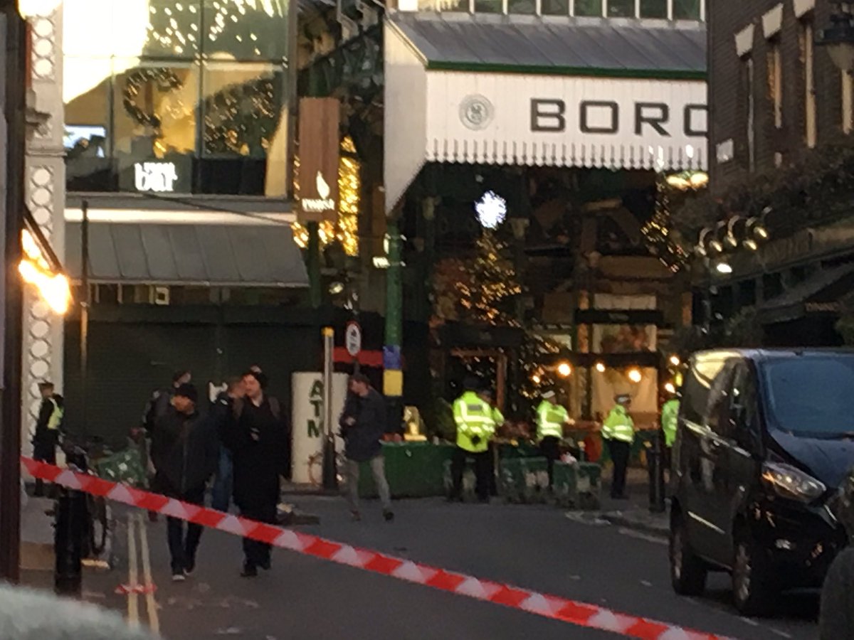 haydulina's tweet photo. Borough market evacuated. Police take down a suspect on London Bridge. https://t.co/ZgF577cyh3
