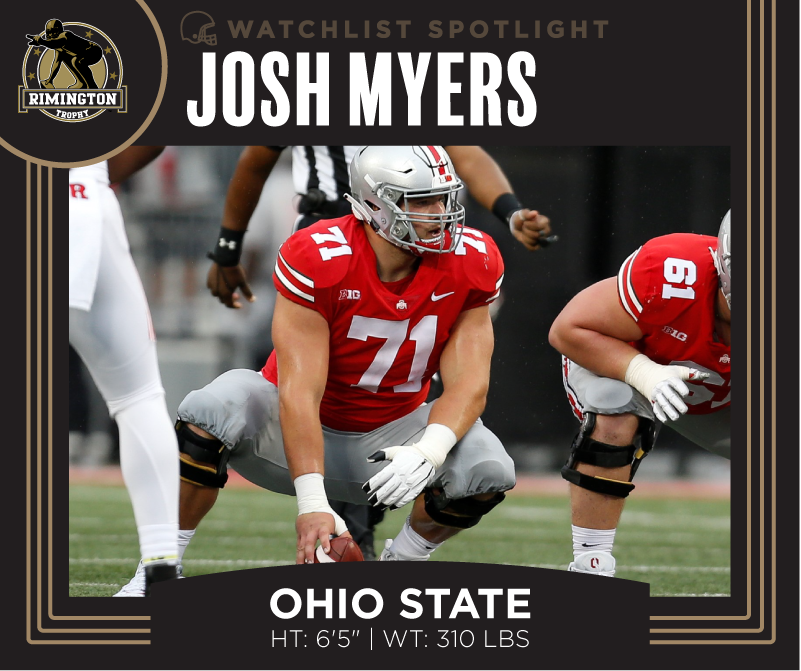 rimingtontrophy's tweet photo. Josh Myers leads the nation's high-scoring offense in @OhioStateFB: The Buckeyes have tallied 73 touchdowns through their first 11 games in 2019. #RimingtonWatchlist https://t.co/2trBU5Xh5v