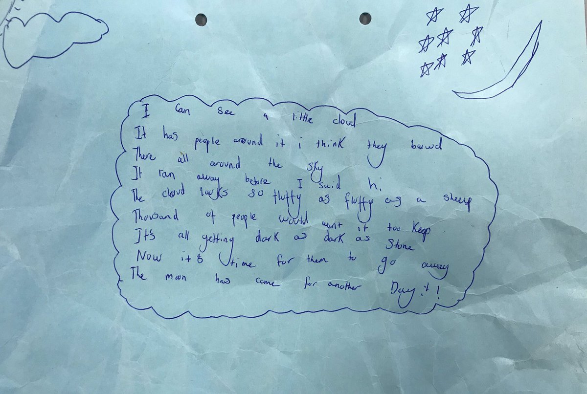 Can you guess what this calligram poem is about? ☁️ I absolutely love getting things brought in by my amazing Dosbarth Planet students that have been created at home! This poem blew me away, I just had to share it on here to say!✨🌛 #poetry #calligrampoem #keystagetwo #literacy
