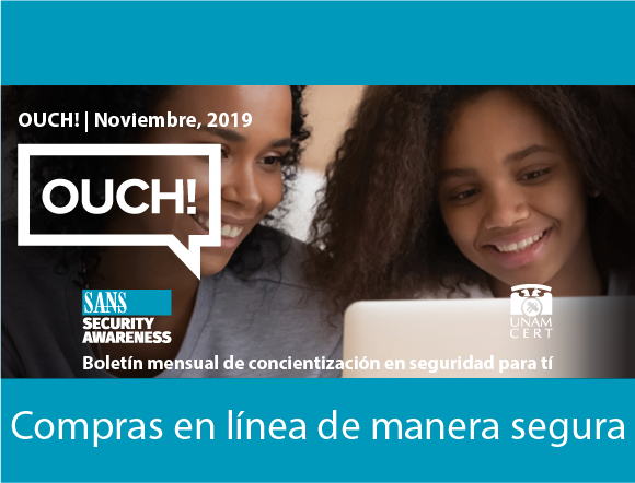 unamcert's tweet photo. Este #BlackFriday recuerda los consejos para compras en línea del boletín #Ouch!   
 #DISC2019 #infosecurity #consejoTIC
👉https://t.co/gdg58lS9vV https://t.co/LuDltxeJU9