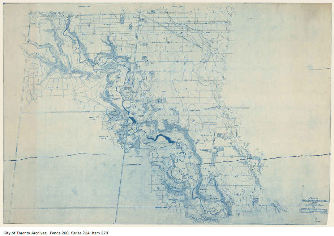 TorontoArchives's tweet photo. This beautiful, hand-drawn #MappingOldTO plan shows the west branch of the Don River Valley from Lawrence Avenue to the corner of Sheppard and Bathurst in 1915! Map: Parks Department https://t.co/NmwJpC5d6j https://t.co/v05ZA3n0BU