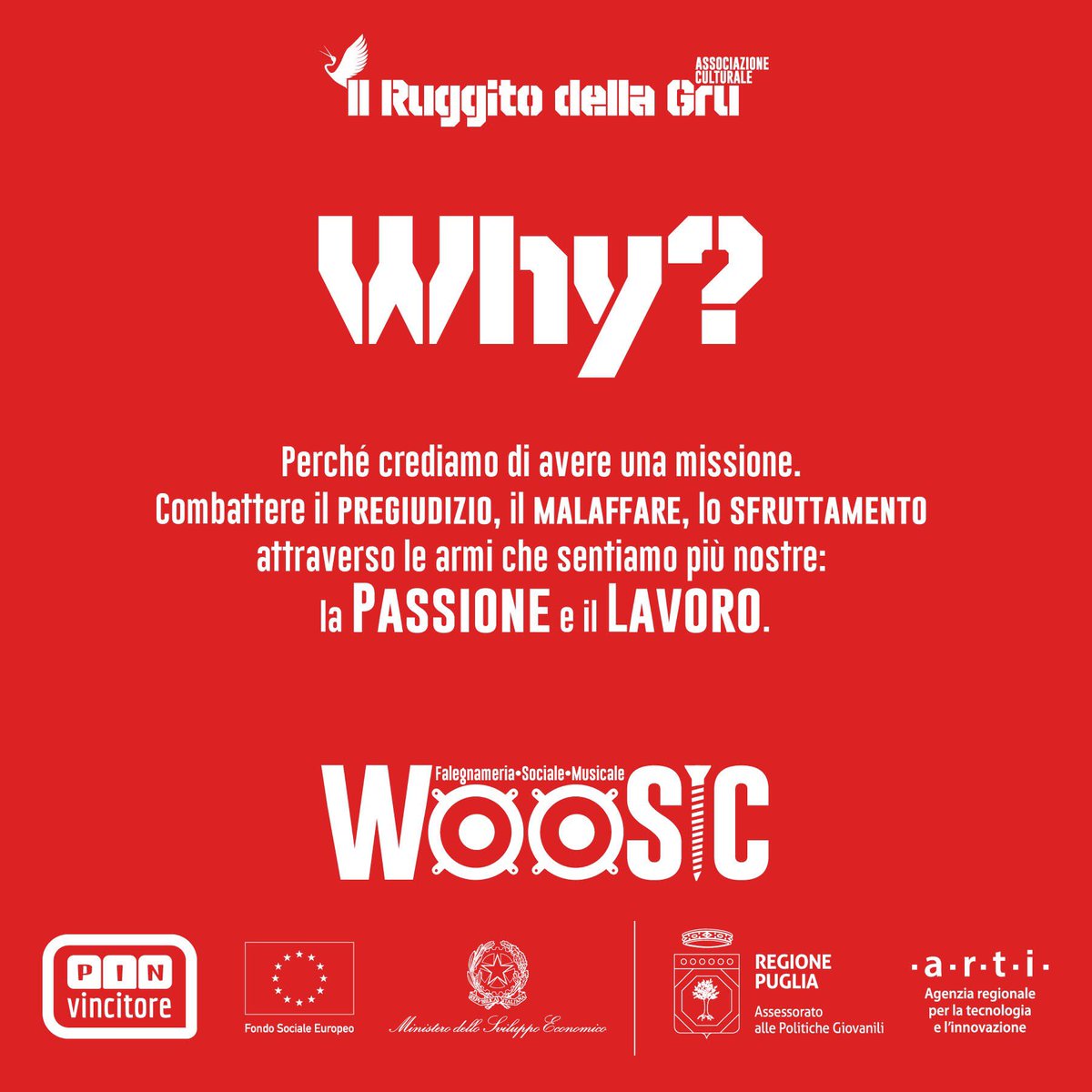 CulturaleGru's tweet image. Ultima delle 5 W...WHY?
Si stanno creando sinergie, si sta attivando una comunità e si lavorerà cercando di creare un modello. 
Prestissimo nuovi dettagli..stay tuned! 🚀🚀🚀
#vincitorepin #pingiovani #WOOSIC #falegnameriasocialemusicale #innovazioneculturale
#innovazionesociale