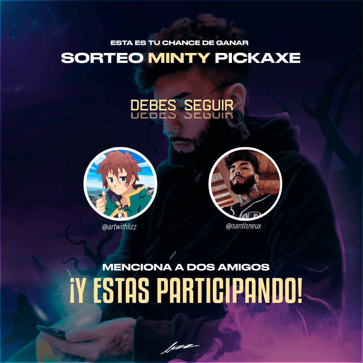 👽 Sorteo MINTY PICKAXE 👽
En colaboración con 
<a href="/artwithlizz/">.</a>

Requisitos para participar:
- Dar LIKE Y RT
- Seguir a estas cuentas:

• <a href="/artwithlizz/">.</a> 

• <a href="/santisneux/">SNEUX</a> 

- Mencioná 2 amigos

El ganador se dará el día Jueves 12/12.