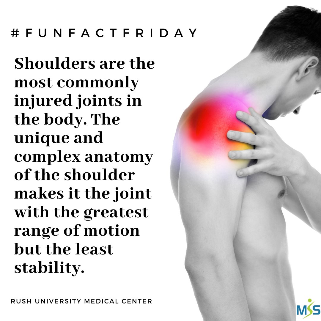 #FunFactFriday Rotator cuff tears are the most common cause of shoulder pain and disability in adults. Other common causes of shoulder pain include osteoarthritis, tendinitis, impingement, shoulder instability or a fracture.