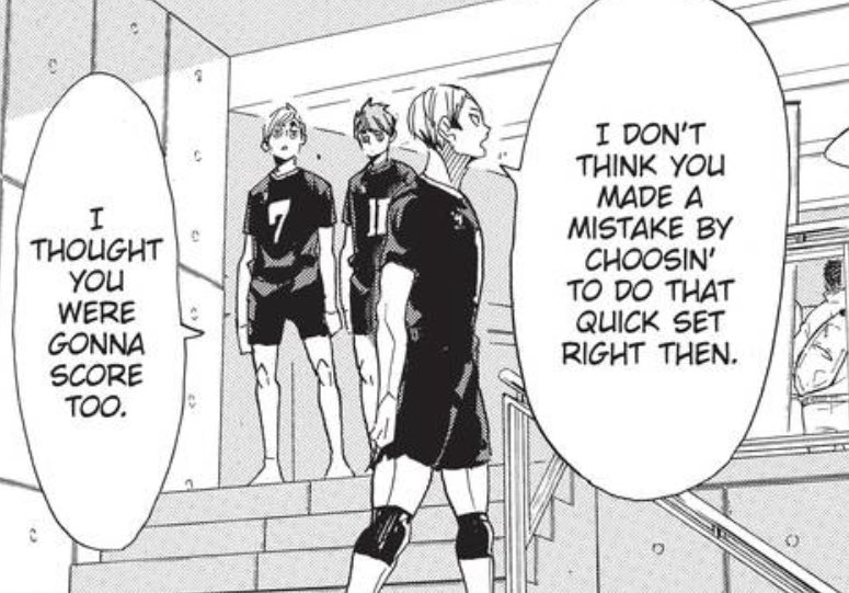 the way the miya twins just pay attention to him look at the respect kita gets from them