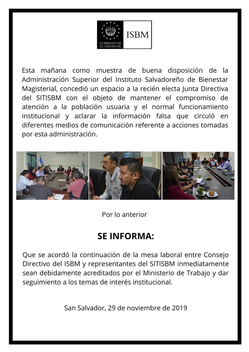 El Instituto Salvadoreño de Bienestar Magisterial informa: