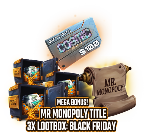 CosmicSkyblock's tweet photo. We're not done yet...

We're celebrating the release of the Gift Card MEGA Special with another giveaway!

https://t.co/MiyBdIXavu

That Includes:
1x $100 Gift Card
3x Lootbox: Black Friday
1x Mr Monopoly Title

To Enter:
1) Retweet
2) Comment your favorite part of thanksgiving! https://t.co/NXL9GC1d0Y