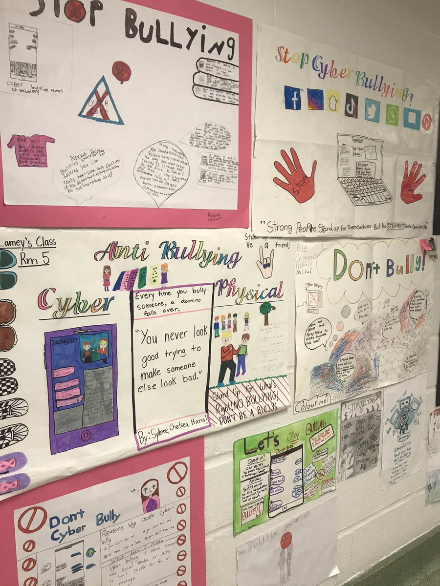 Faywood ABC students did an awesome job of creating bullying prevention posters.  Such important messages shared through student voice! #LC2 #antibullying #TDSB #TDSBarts