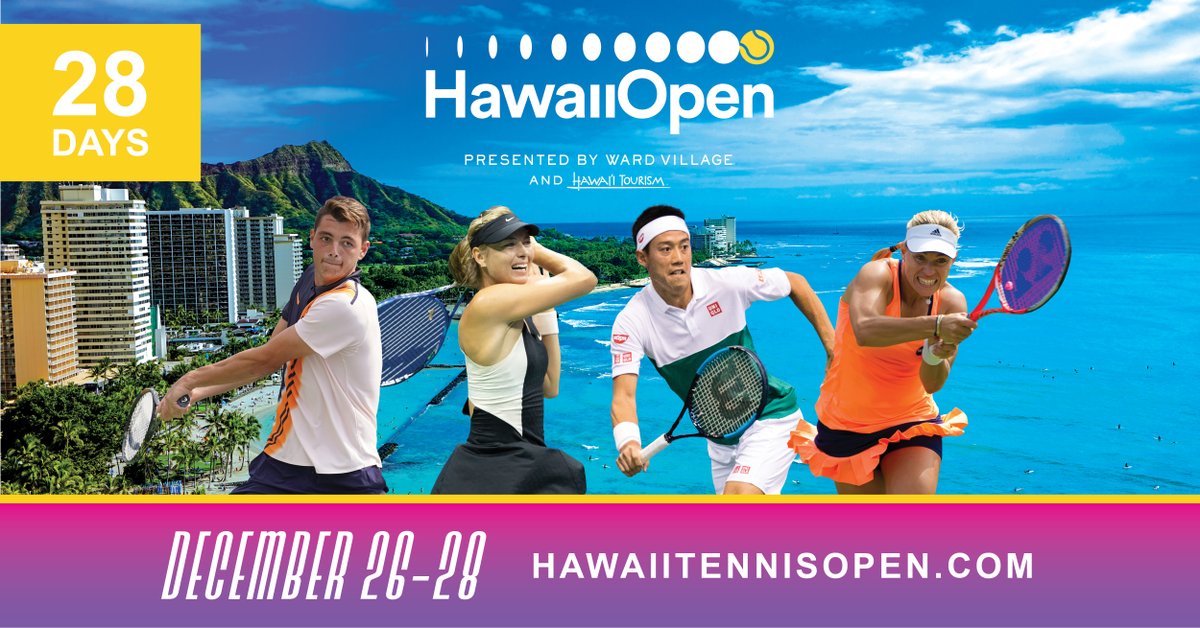 The Countdown is on! 28 days until the 2019 @hitennisopen! Have you purchased your tickets yet? 

🎾🌺🎟  --> bit.ly/HItickets
