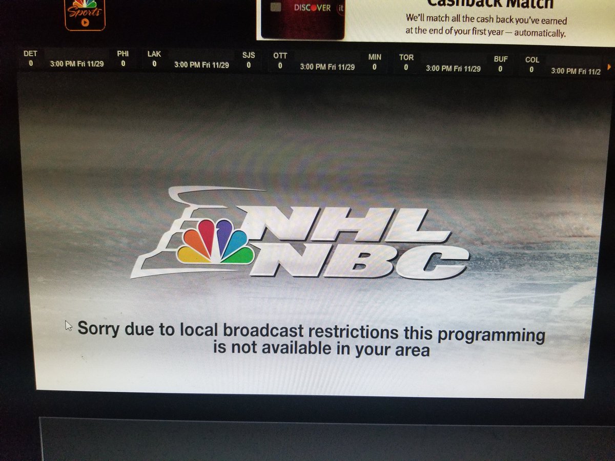 CaptStayPuft's tweet photo. @NHLonNBCSports @NBCSports always great to find this when trying to watch hockey games. #fuckyou #iwannawatchhockey #stopdenyingmefromwatchingshitonyourwebsite https://t.co/8DsqWyhu1E