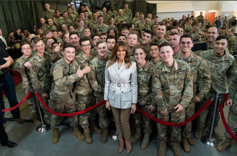 Our lovely & kind @FLOTUS with the troops! #GodBlessAmerica #BeBest
