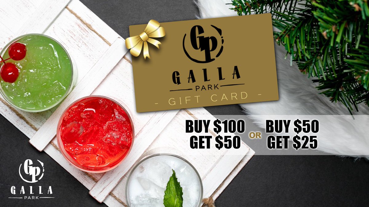 GallaPark's tweet photo. BLACK FRIDAY GIFT CARD SALE! Earn $50 Bonus Dollars for Every $100 Gift Card Purchased! Earn $25 Bonus Dollars for Every $50 Gift Card Purchased! https://t.co/cq6ROx4TsX