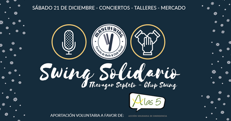 #Mayeuswing celebra la #Navidad con un evento benéfico, el #SwingSolidario 🎄 Talleres de #LindyHop, #Claque y #UrbanJazz, #conciertos y #mercadillo

Entrada libre, aportaciones voluntarias para la #ONG A las 5

+Info: mayeuswing.com/agenda/

#navidadvigo #navidadsolidaria #vigo