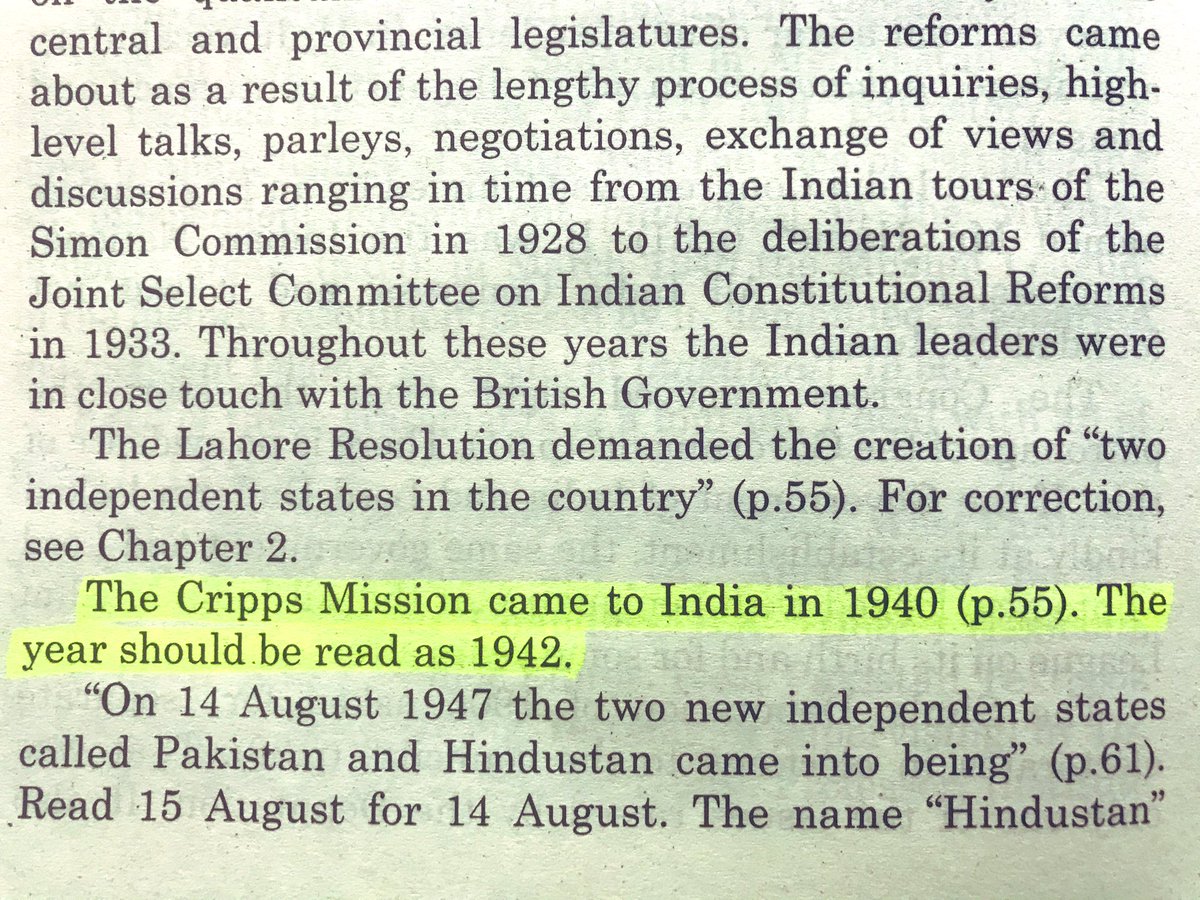 INCORRECT:Cripps Mission came to India in 1940.CORRECT:  Cripps Mission came to India in 1942. #TheMurderOfHistory  #bookscache