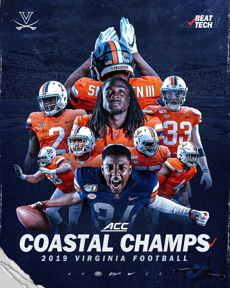 VirginiaSports's tweet photo. COASTAL. CHAMPIONS. 
#WAHOOWA @UVAFootball 🔥🏆🔥
#GoHoos | #TheStandard 🔶🔷 https://t.co/7ZGBzOcBRN