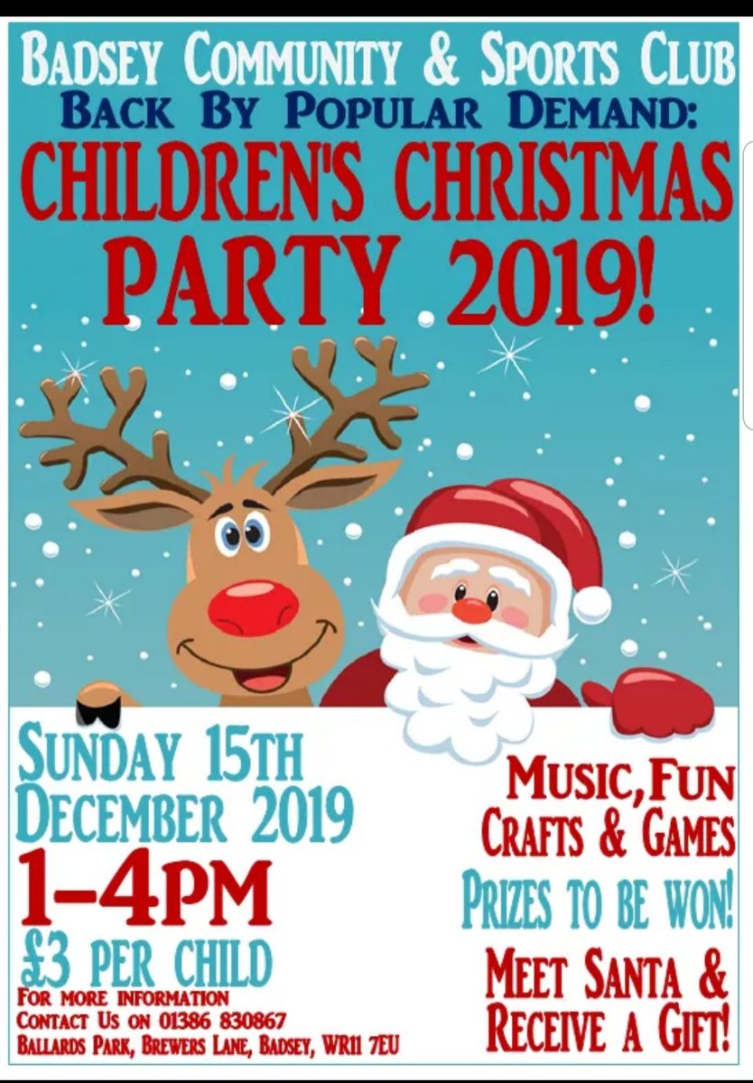 BadseyRec's tweet image. Children's Christmas party
December 15th 2019  1pm til 4pm
All welcome