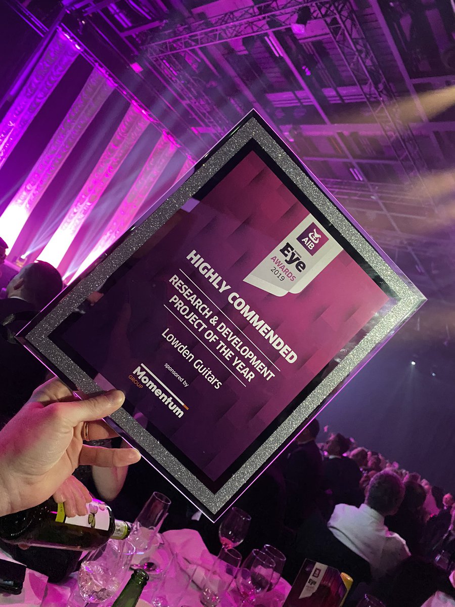 alsimpson0's tweet photo. Congrats to the whole @LowdenGuitars team. We took home the prize for Family Business Of The Year and were highly commended for R&amp;D Project Of The Year at the AIB Business Eye awards #AIBBEawards @BusinessEyeNI @AIB_NI https://t.co/rrA52YyXbo