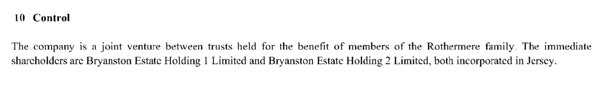 (7/?) Examination of Bryanston (RFE) Ltd's 2018 accounts reveals it is "a joint venture between trusts held for the benefit of the Rothermere family. The immediate shareholders are... both incorporated in Jersey."  https://beta.companieshouse.gov.uk/company/09586323/filing-history