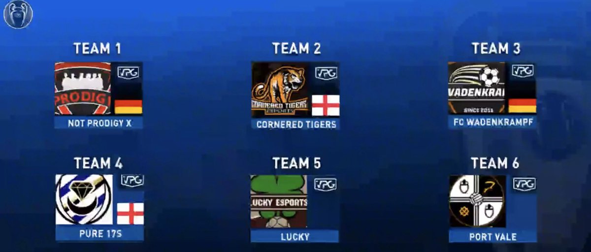 OfficialVPG's tweet photo. ๐| Xbox @VPGeCL
Group Three:
#NotProdigyX ๐ฉ๐ช
@CorneredTigers_ ๐ด๓ ง๓ ข๓ ฅ๓ ฎ๓ ง๓ ฟ
#FCWadenkrampf ๐ฉ๐ช
@Pure_17s ๐ด๓ ง๓ ข๓ ฅ๓ ฎ๓ ง๓ ฟ
@Lucky_VPG ๐ด๓ ง๓ ข๓ ฅ๓ ฎ๓ ง๓ ฟ
@PortValeEsportS ๐ด๓ ง๓ ข๓ ฅ๓ ฎ๓ ง๓ ฟ
#FIFA20 #ProClubs
#WhereTheChampionsPlay https://t.co/hVhCKTfC0e