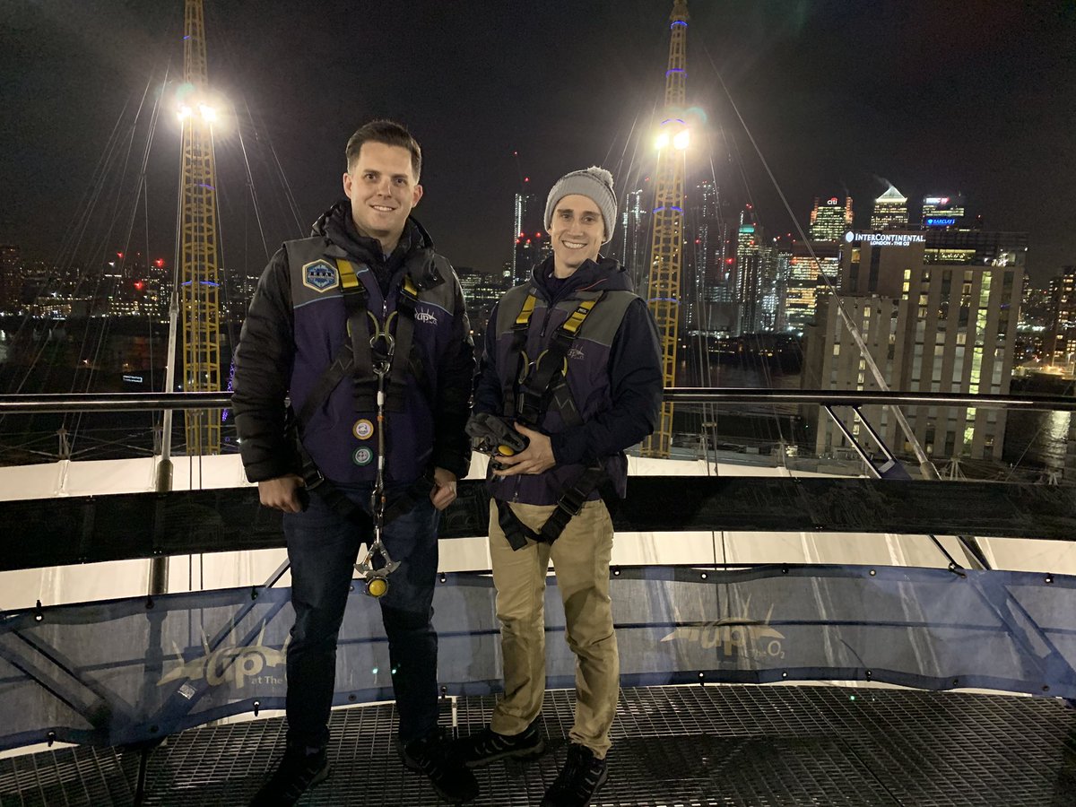 Ben_Pepper's tweet photo. Fantastic evening climbing the O2 with @limblessassoc. Thanks for inviting @jrhughes_bbk and I along. Congrats to all who took part. @BoltBurdonKemp are proud to have sponsored! #UpTheO2 https://t.co/iuFRp7uj6A
