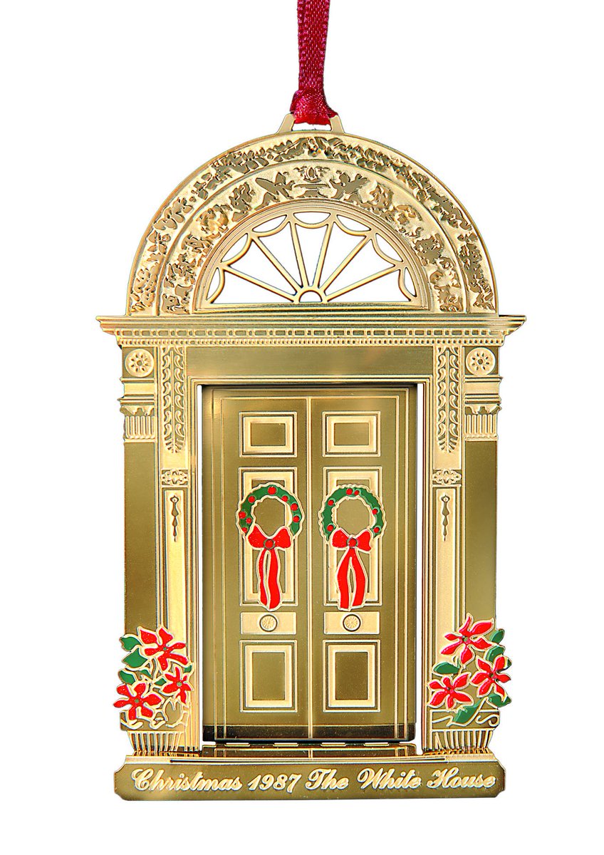 The 1987 ornament celebrated the presidency of John Quincy Adams. He was a dedicated gardener who developed the landscape of the White House, and established the grounds as an arboretum of American tree specimens. https://shop.whitehousehistory.org/1985-1988-four-white-house-ornaments-sold-as-a-set