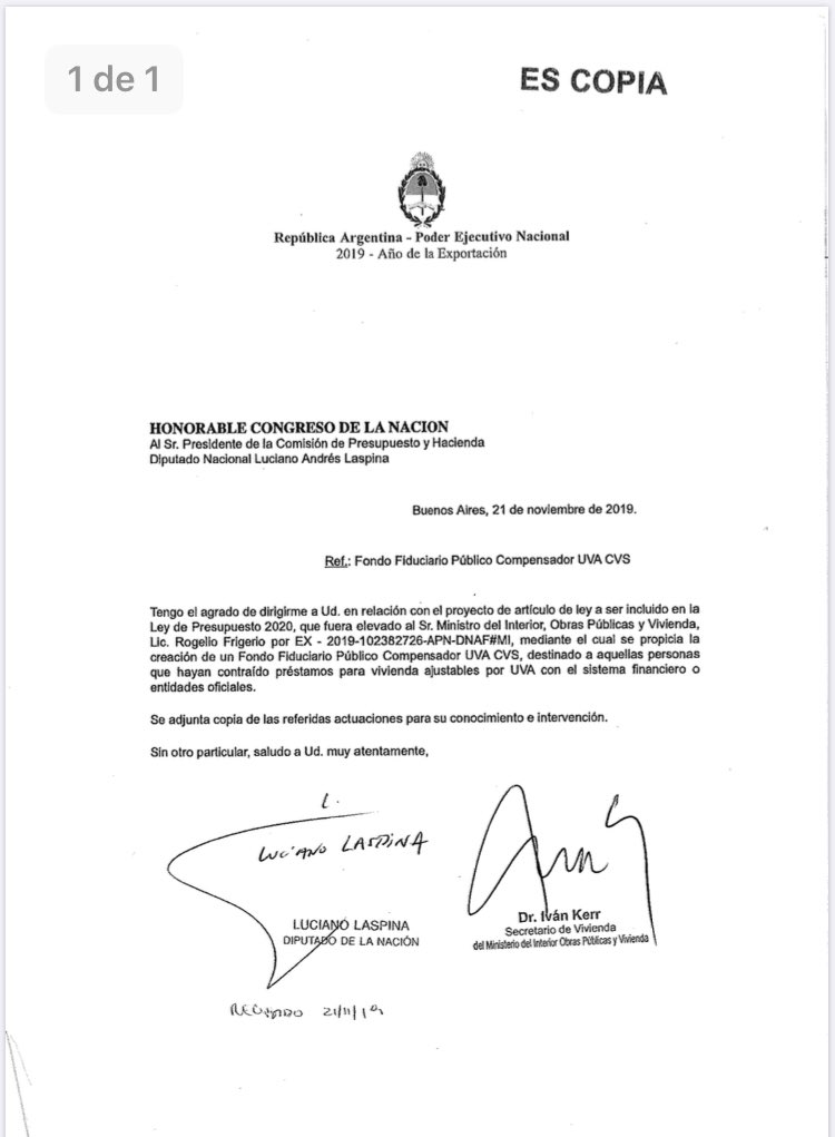 ivankerr's tweet photo. El presidente Mauricio Macri propuso que a partir de enero 2020 las cuotas hipotecarias UVA ajusten por índice salarial(CVS) y no por inflación(CER); el 21/11 elevamos proyecto de ley proponiendo un sistema de convergencia gradual evitando un ajuste inflacionario acumulado (hilo) https://t.co/mH8JUD2LON