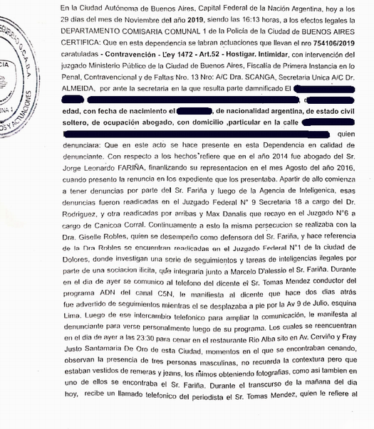 SLBurstein's tweet photo. ESCÁNDALO.
Extorsión al periodista Tomas Mendez x parte de Leonardo Fariña. 
Denunciado x un abogado q estaba cenando con Tomas,mientras Fariña q estaba junto a agentes de la AFI le sacaba fotos.Después llamaron a Tomas para pedirle $ a cambio de no denunciarlo x conspiración. https://t.co/dPKuqZfxYC