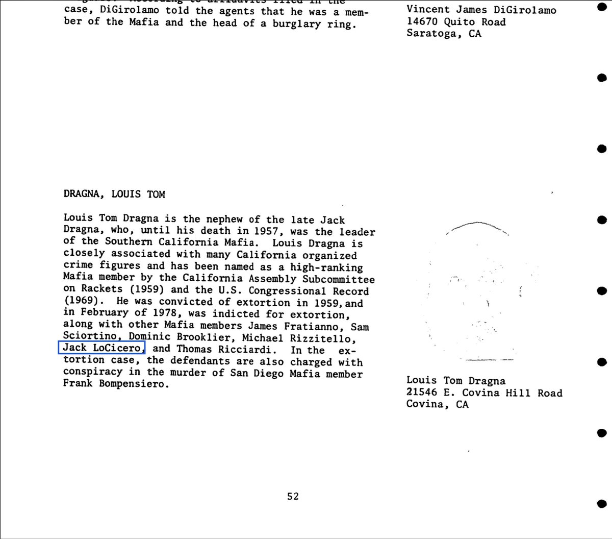 DOMINIC PHILLIP BROOKLIER[Nick Licata protege]'Off'ed'JAMES FRATIANNOJimmy 'The Weasel' FratiannoCleveland MobCalifornia MafiaPornographyLCNLOUIS TOM DRAGNAHeir to California Mafia Thrown?Jack LoCiceroJAMES J. LANZALeader of San Francisco Mafia