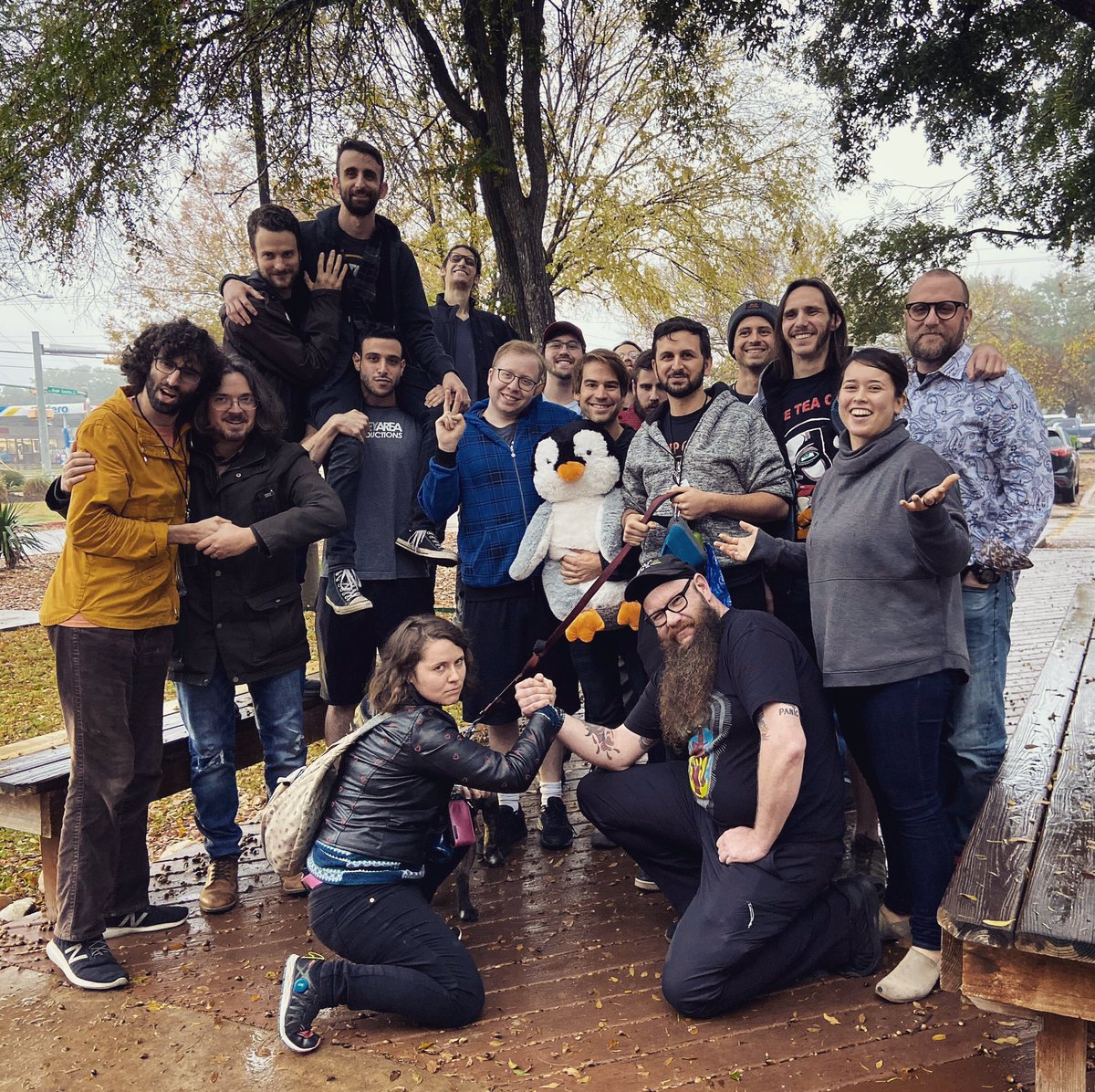 chrisbaummusic's tweet photo. Happy Bandsgiving from Austin TX ft. @bentkneemusic + @TYScientist + @the_tea_club https://t.co/kWHHeMC1Up