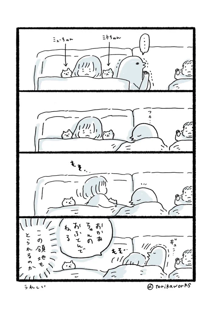 さむいからと布団をもう一枚出したら「一緒に寝る」と奪われる！？