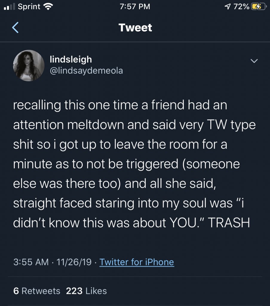 couldn’t of said it better. trash. absolutely sickening to make someone feel this way just because you wanr attention. don’t belittle your friends HYPE THEM UP AND BE THERE FOR THEM