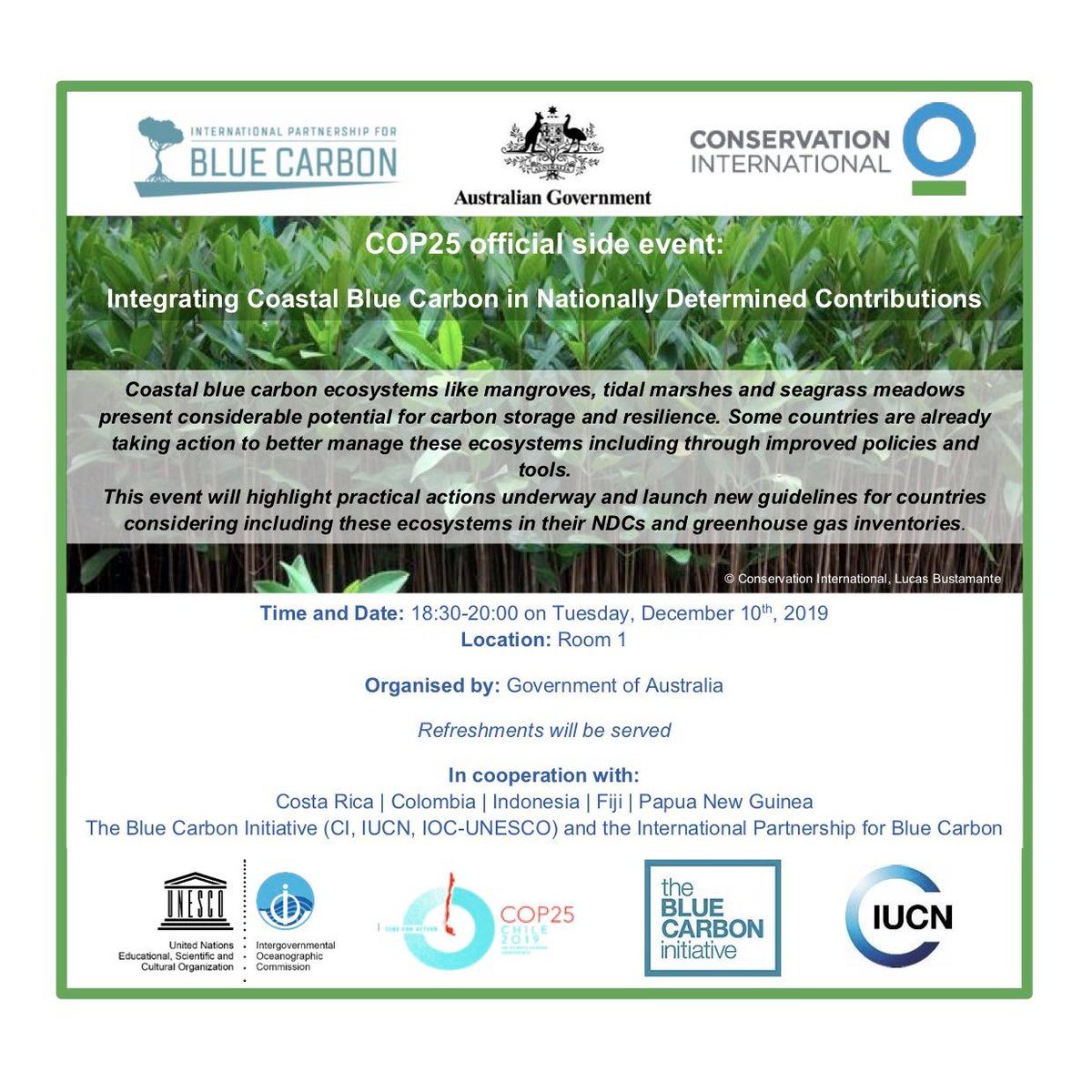 Dr Emily Pidgeon (@aus_epidgeon) on Twitter photo For everyone attending the @COP25CL #bluecop please join us to understand the increasing potential of #bluecarbon in NDCs <a href="/BlueCarbon_BCI/">BlueCarbonInitiative</a> <a href="/ConservationOrg/">Conservation Intl</a> For everyone attending the @COP25CL #bluecop please join us to understand the increasing potential of #bluecarbon in NDCs <a href="/BlueCarbon_BCI/">BlueCarbonInitiative</a> <a href="/ConservationOrg/">Conservation Intl</a>