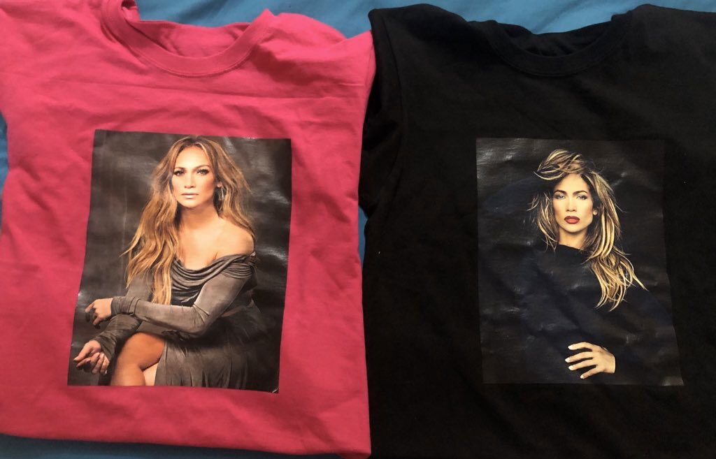 JamaicanJlover's tweet photo. Picked up my two @JLo tees today 🥰🥰 #custombyMe Which one is your fav #Jlovers #JLo #CustomTshirt 
@FLLWMELIKEJESUS Now the pink is my favorite 😁😁 https://t.co/sDP3DsyMOM