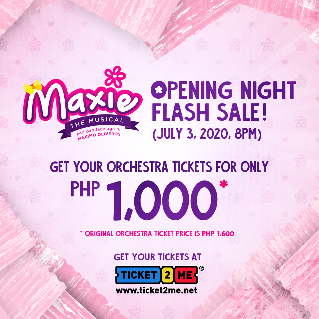 MaxieTheMusical's tweet photo. MAXIE THE MUSICAL 2020 OPENING NIGHT FLASH SALE | Tickets: https://t.co/Hae2ppgEFz
You may also get tickets conveniently and securely by downloading the Ticket2Me app from the App Store or Google Play!
#Ticket2Me helps you #TicketEasy!
#MaxieTheMusical #Maxie2020 https://t.co/ShnqWNFQWA