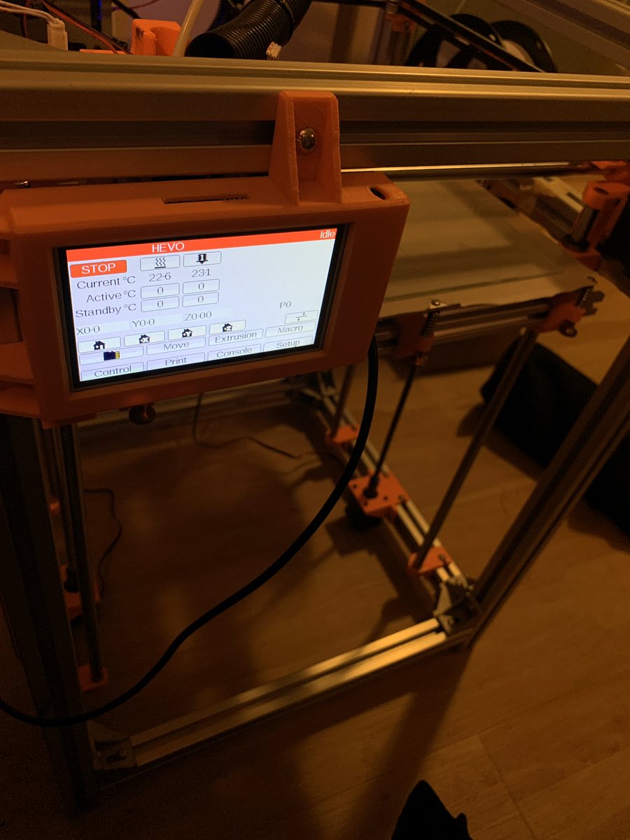 byron_miller's tweet image. Got the touch screen mount printed and everything installed and connected. #duet3d #3Dprinting #HEVO woohoo! Didn’t fry anything! Holy hell I suck at crimping those JST connectors!!