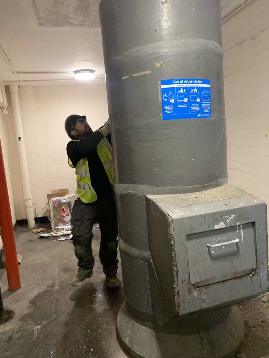 ChuteCertUK's tweet photo. Out with the old, and in with a brand new 16 Storey Stainless Steel Refuse Chute. I couldn’t ask for a more hardworking and dedicated team! #teamcfcuk https://t.co/jKtxQtfWiY