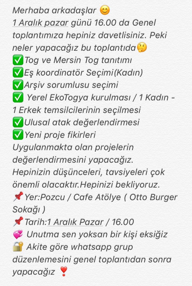 Genel Toplantımıza bekleriz ❤️ Unutma sen yoksan bir kişi eksiğiz 💞