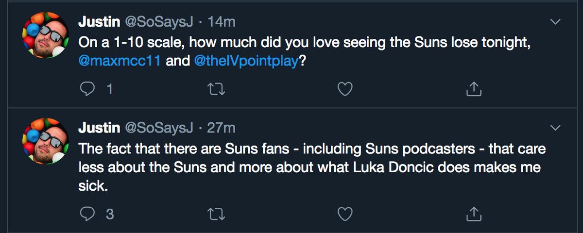 Suns Twitter - do me a favour. If you think I fit in the group from the first tweet or that my answer would be anything but 0 on the second tweet - just go ahead and unfollow now. Please.