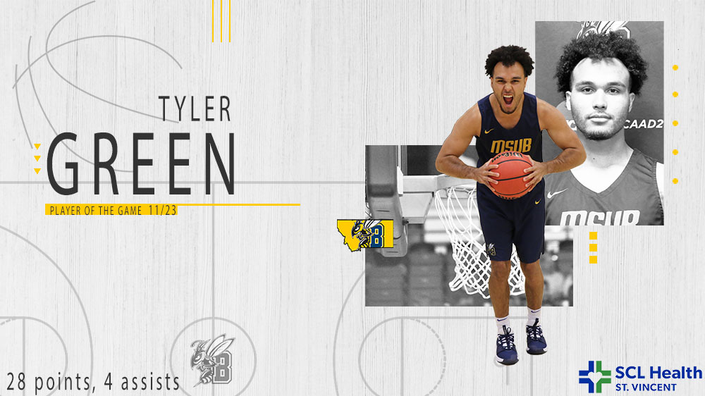 MSUBMBB's tweet photo. Tyler Green named St. Vincent Healthcare Player of the Game for his 28 point effort in the win over ASU! #JacketBaskets #msubmbb https://t.co/COIKmZlLkG