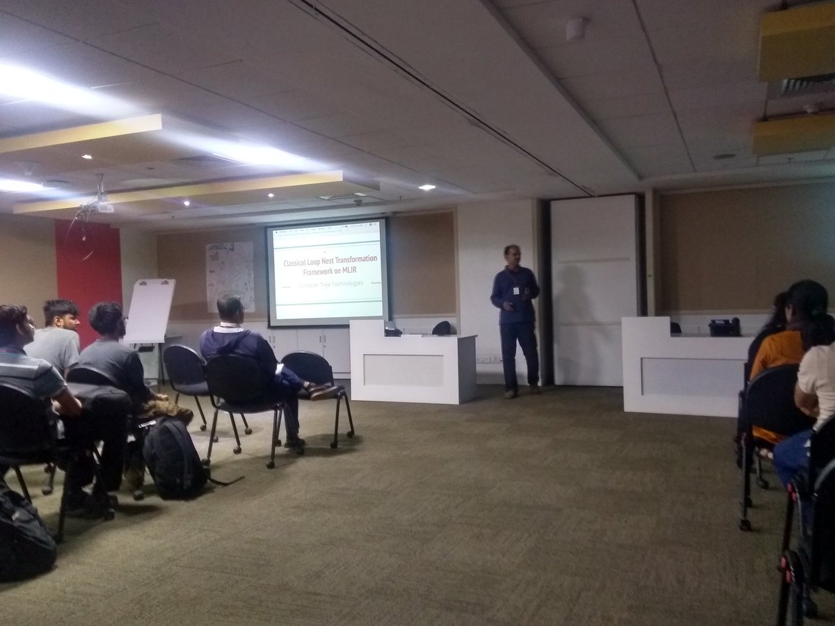 Session on loop transformation framework based on MLIR by Prashanth NR founder of compiler tree technologies at compiler AI Meetup #ISDL