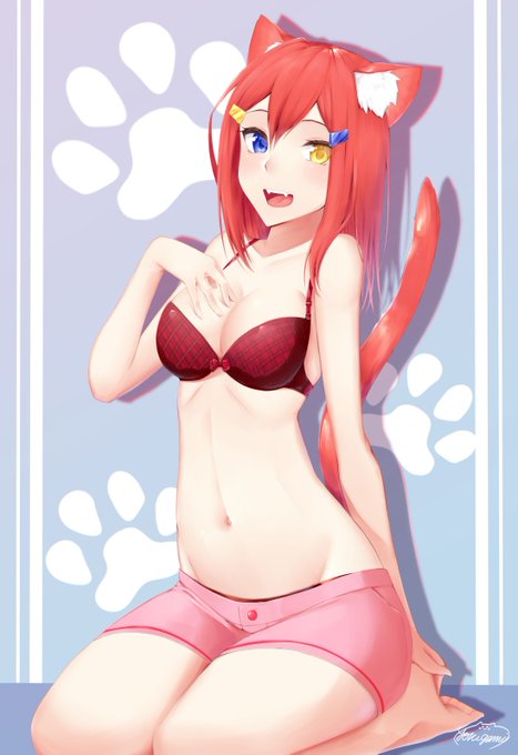 オッドアイの赤い猫 #オリジナル 