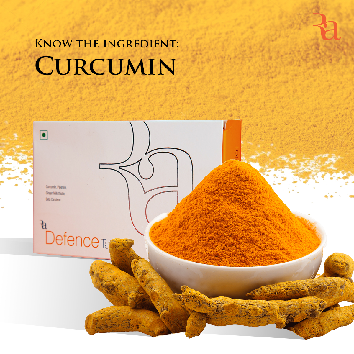 drrashmishetty's tweet photo. #RaSupplements | Curcumin is one of the chief ingredients of #RaDefence tablet. Well known for having anti-inflammatory effect that fights inflammation at the molecular level. (1/3) https://t.co/Nt1XAVPPjJ