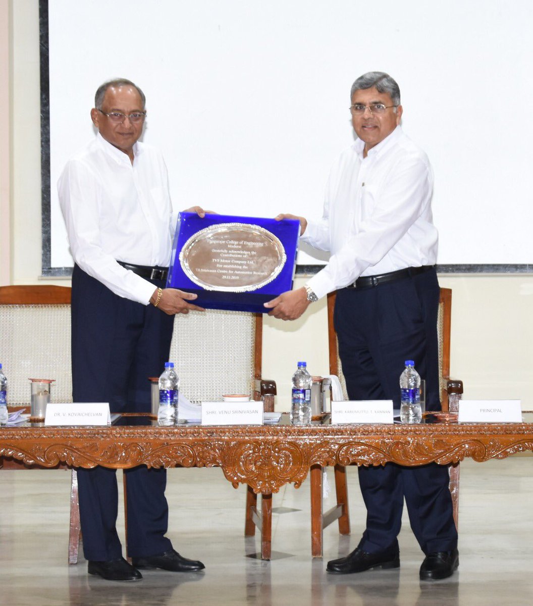 tceofficialpage's tweet photo. T.S.Srinivasan Center for Automotive Research has been inaugurated in TCE on 29.11.2019.  Shri. Venu Srinivasan , Chairman and Managing Director , TVS Motor Company  was the Chief Guest. Shri .Karumuttu.T.Kannan , Chairman and Correspondent, TCE presided over the function #TSSCAR https://t.co/vL5yaPUctI