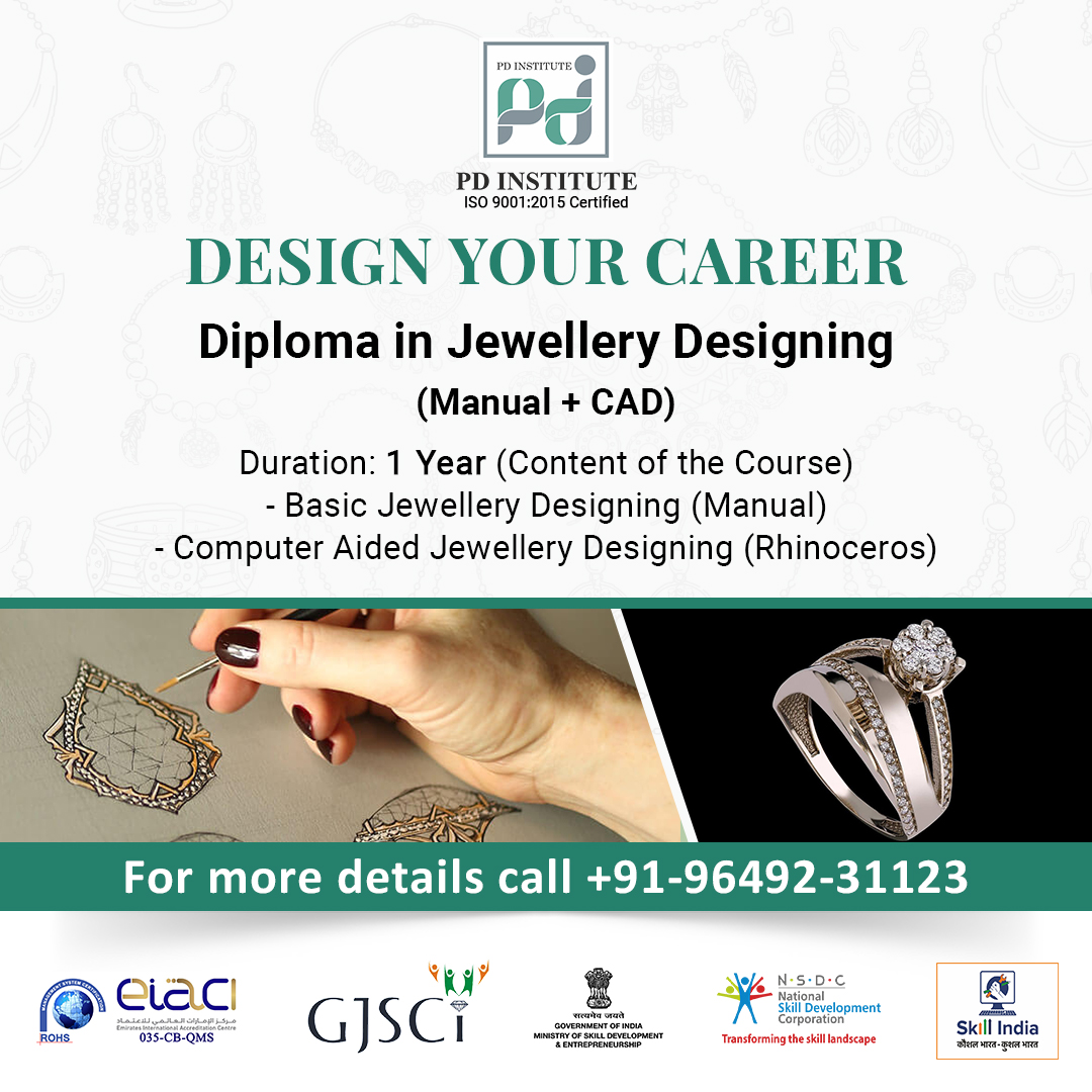 Does success in career really scares you? Don't worry now. PD Institute is here to help you.

Enroll yourself in 'Diploma in Jewellery Designing' today and move towards success.

Call Us today: +91 96492-31123

#CourseAfter12th #JewelleryDesigning #JobOrientedCourse #Placements