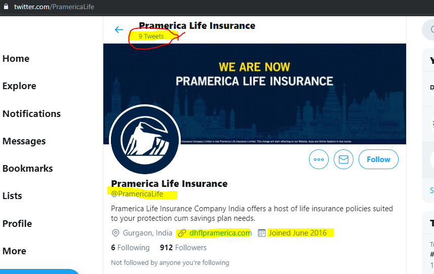 CPG_India's tweet photo. Now @PramericaLife erstwhile #DPLInsurance had sanitized its social media handle &amp; DELETED all its previous #Tweets to hide its identity. #IRDAI,are you watching it?Whether #KYC only applicable for citizens. Corporates are free to hide their identity?@FinMinIndia #DHFL @PMOIndia https://t.co/bWT9gtLR15