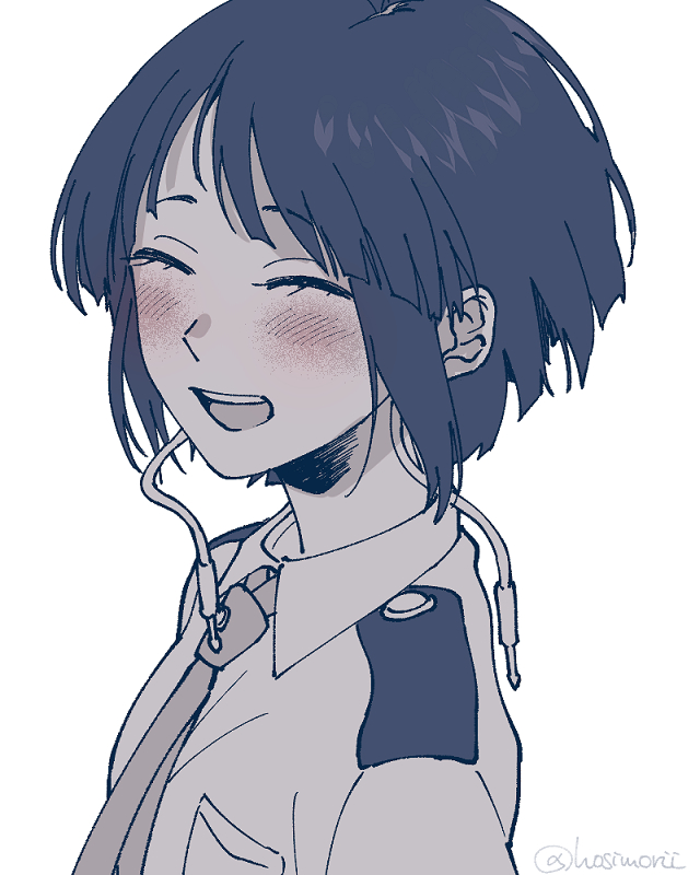 jirou kyouka 1girl solo blush closed eyes short hair necktie u.a. school uniform  illustration images